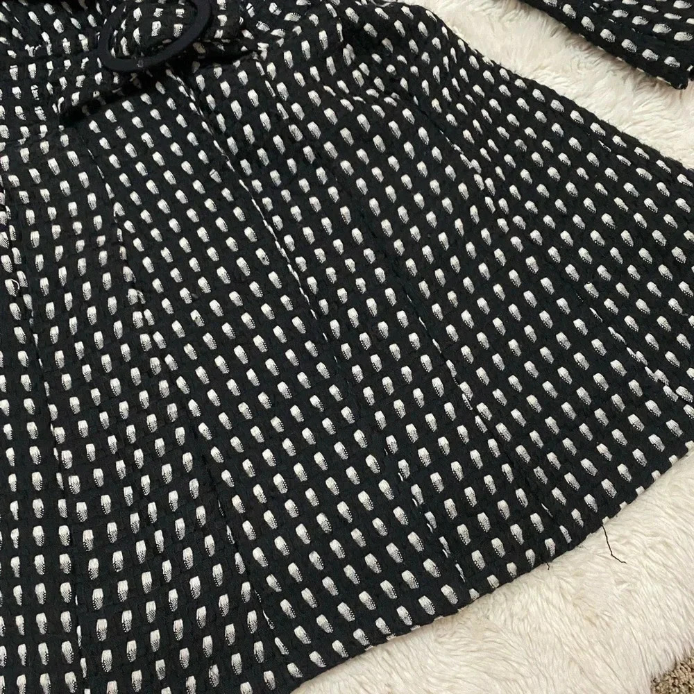Candies fit and flare with buttons and belt black and white  coat size small - Picture 2 of 13